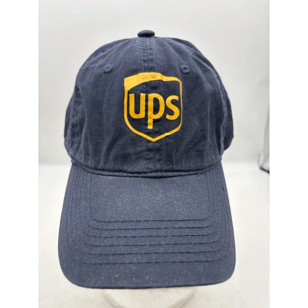 UPS United Parcel Service Cap Hat Goodfellow Navy Blue Leather Strapback
